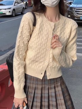 「ケーブルカーディガン」｜douladoulaさん（レディース・158cm）の秋コーディネート