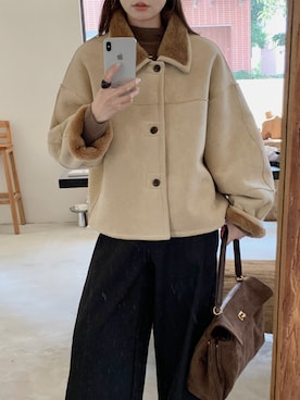 「ムートン」｜「アイテム（その他アウター）」を使った、douladoulaさん（レディース・158cm）の冬コーディネート