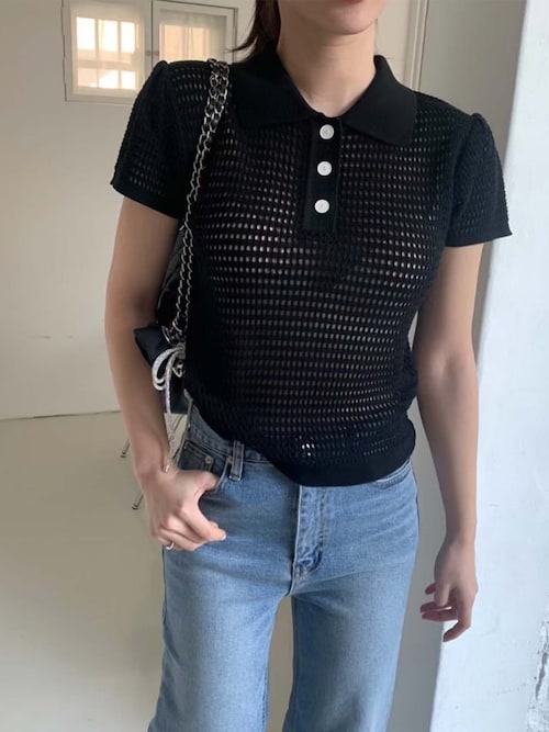★SANDRO★デニム ポロ カラー ニット Sandro_SFPPU02538-44_F_1.jpg