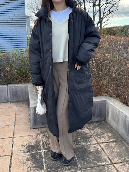 セール】スタンドカラー中綿オーバーサイズコート（ダウンジャケット