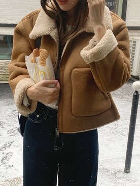 「ムートン」｜「アイテム（その他アウター）」を使った、douladoulaさん（レディース・158cm）の冬コーディネート