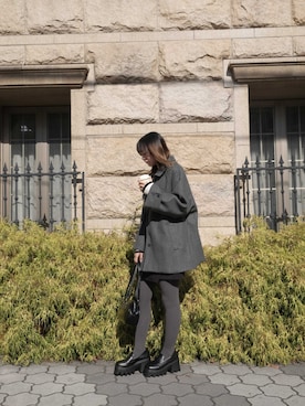 「アイテム（その他アウター、グレー系）」を使った、douladoulaさん（レディース・162cm）の秋コーディネート