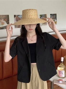 「麦わら帽子」｜「アイテム（その他アウター）」を使った、douladoulaさん（レディース・158cm）の夏コーディネート