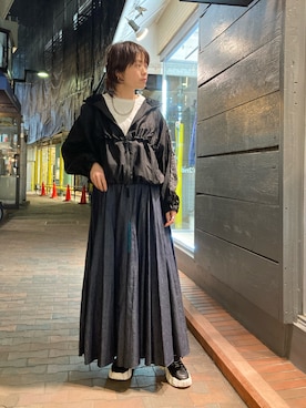 「マキシスカート」｜「アイテム（ブルゾン）」を使った、funayamaさん（レディース・163cm）の春コーディネート