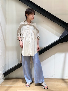 「ビッグシャツ」｜「アイテム（サンダル）」を使った、funayamaさん（レディース・163cm）の夏コーディネート