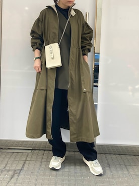 「カーキアウター」｜「アイテム（その他アウター）」を使った、funayamaさん（レディース・163cm）の秋コーディネート