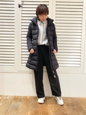 「MONCLER（モンクレール）のアイテム（ダウンジャケット/コート）」を使った、funayamaさん（レディース・163cm）の冬コーディネート