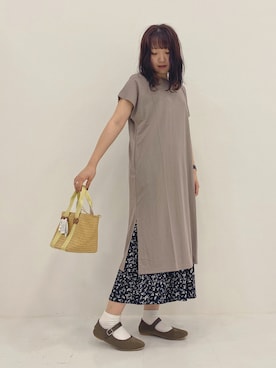 「冷感」｜「アイテム（ワンピース/ドレス）」を使った、まゆげさん（レディース・157cm）の夏コーディネート