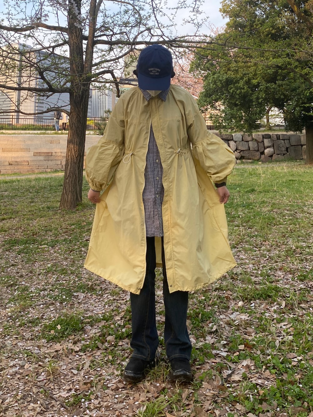 「休日スタイル、春コーデ、おでかけ、古着MIX、黄色、お洒落さんとつながりたい、お花見」｜「Denim & Supply Ralph Laurenのアイテム（シャツ/ブラウス、ブルー系）」を使った、wawaさん（レディース・160cm）の春コーディネートの1枚目の写真