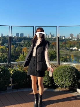 「GRL」｜「アイテム（ダウンベスト）」を使った、まりんさん（レディース・163cm）の秋コーディネート