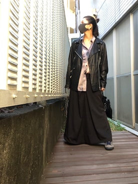 「PUMA」｜「アイテム（ライダースジャケット）」を使った、kana9さん（レディース・157cm）の冬コーディネート