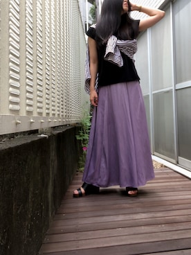 「パープル×黒」｜「アイテム（シャツ/ブラウス）」を使った、kana9さん（レディース・157cm）の秋コーディネート