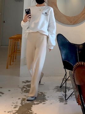 「ゆったりシルエット」｜「アイテム（スウェット）」を使った、yukiさん（レディース・157cm）の冬コーディネート
