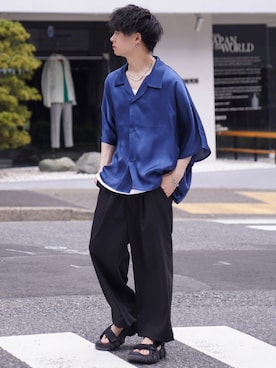 「Onitsuka Tiger（オニツカタイガー）のアイテム（サンダル）」を使った、ゆーすけさん（メンズ・165cm）の夏コーディネート