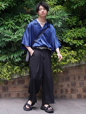「ドルマンスリーブ」｜「アイテム（その他）」を使った、ゆーすけさん（メンズ・165cm）の夏コーディネート