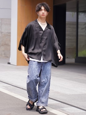 「Onitsuka Tiger（オニツカタイガー）のアイテム（サンダル）」を使った、ゆーすけさん（メンズ・165cm）の夏コーディネート