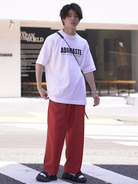 「Onitsuka Tiger（オニツカタイガー）のアイテム（サンダル）」を使った、ゆーすけさん（メンズ・165cm）の夏コーディネート