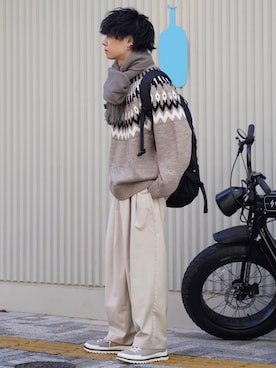 「ADAMASTE（アダマスト）のアイテム（パンツ）」を使った、ゆーすけさん（メンズ・165cm）の冬コーディネート