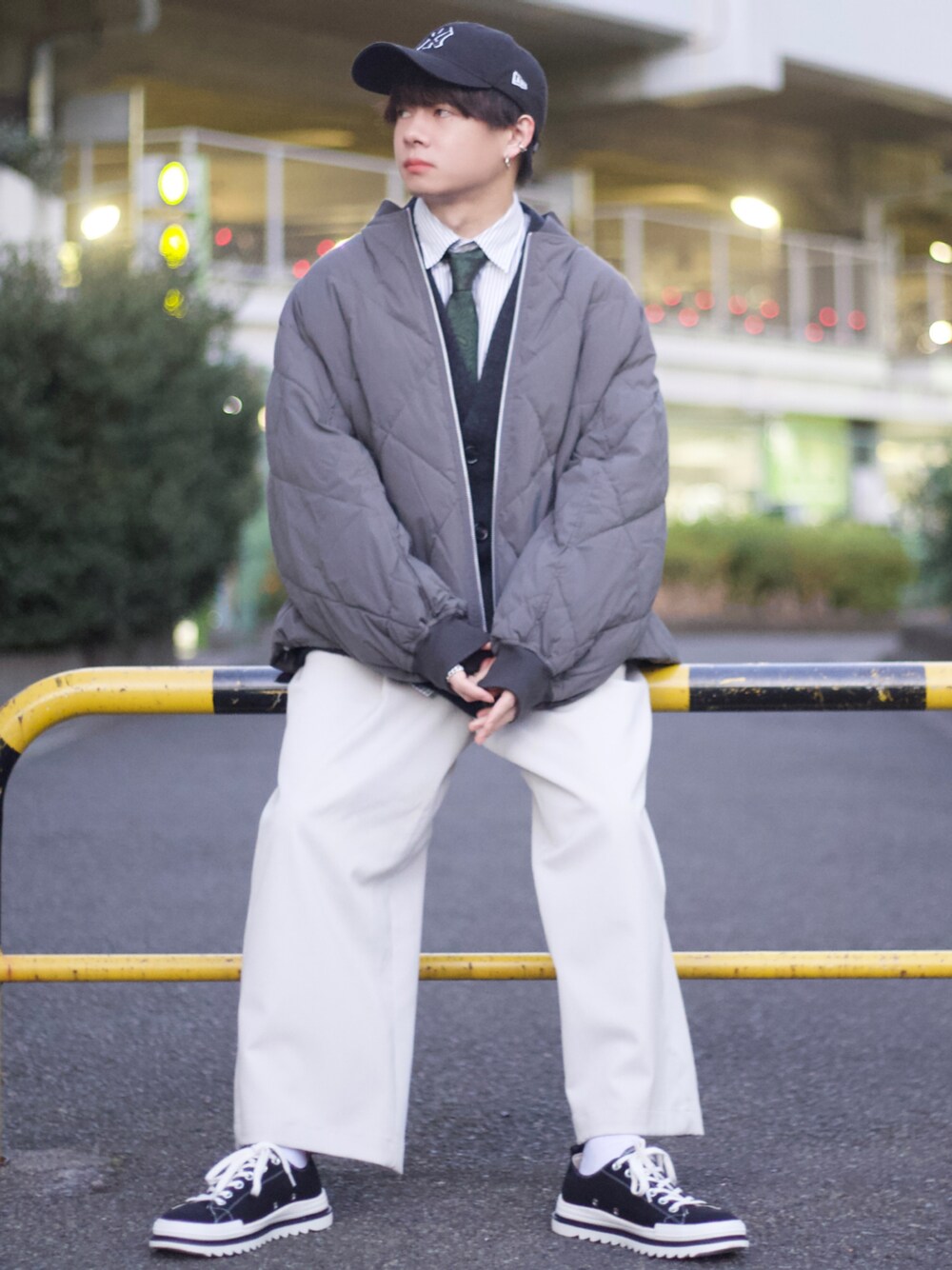 「stylemixer、スタイルミキサー、スタミキ、メンズ、muhet、GU、UNIQLO、ADAMASTE、低身長、低身長コーデ、低身長男子、マイベストコーデ2021、ストリート、あったかコーデ、冬コーデ」｜「NEW ERAの【NEW ERA】6panel classic cap  MLB/NBA　クラシックベースボールCAP（キャップ、ブラック系）」を使った、ゆーすけさん（メンズ・165cm）の冬コーディネートの1枚目の写真
