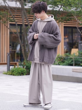 「アイテム（カーディガン/ボレロ、ブラウン系）」を使った、ゆーすけさん（メンズ・165cm）の秋コーディネート