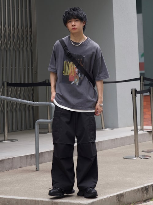 セール】ビッグシルエットヴィンテージ加工ロックTシャツ DT2079
