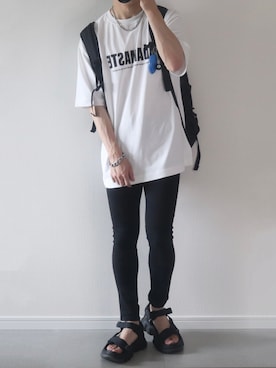 「Onitsuka Tiger（オニツカタイガー）のアイテム（サンダル）」を使った、ゆーすけさん（メンズ・165cm）の夏コーディネート