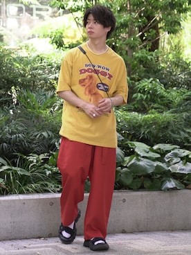 「Onitsuka Tiger（オニツカタイガー）のアイテム（サンダル）」を使った、ゆーすけさん（メンズ・165cm）の夏コーディネート