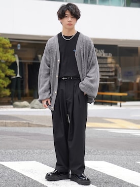 「ADAMASTE（アダマスト）のアイテム（スラックス）」を使った、ゆーすけさん（メンズ・165cm）の秋コーディネート