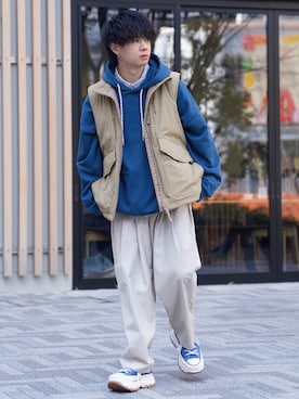 「ADAMASTE（アダマスト）のアイテム（パンツ）」を使った、ゆーすけさん（メンズ・165cm）の冬コーディネート