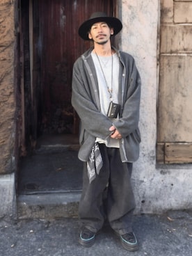 「アイテム（帽子）」を使った、OGAさん（メンズ・169cm）の冬コーディネート