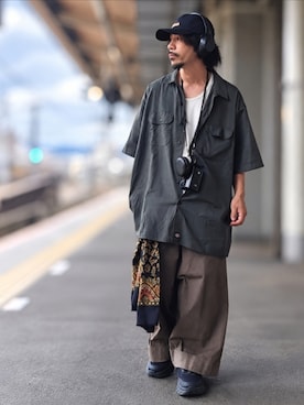 「wit worksのアイテム（キャップ、ブラック系）」を使った、OGAさん（メンズ・169cm）の秋コーディネート