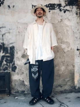 「アイテム（トップス）」を使った、OGAさん（メンズ・169cm・40代）の夏コーディネート