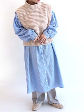 「ehka sopo（エヘカソポ）のアイテム（シャツワンピース）」を使った、.*miho*.さん（レディース・152cm）の冬コーディネート