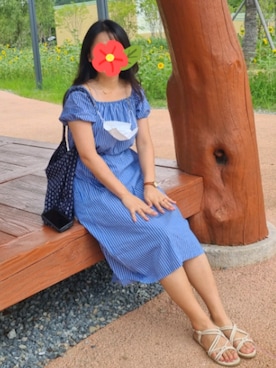 「blue」｜「アイテム（ワンピース）」を使った、MNNVOさん（レディース・157cm）の夏コーディネート