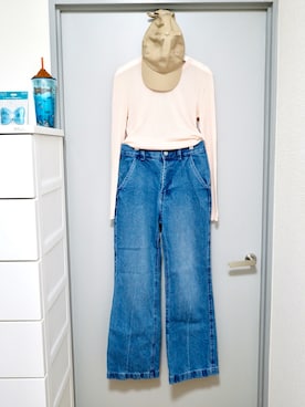 「GU（ジーユー）のアイテム（帽子）」を使った、和瀬凛さん（レディース・157cm）の夏コーディネート