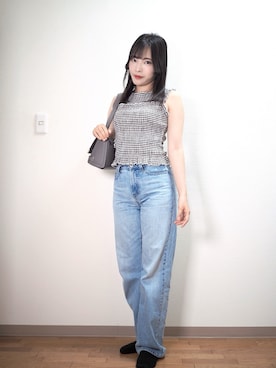 「Samantha Thavasa（サマンサタバサ）の『ディズニー　ツイステッドワンダーランド』コレクション　エールショルダーバッグ【グリム】（Shoulderbag、グレー系）」を使った、和瀬凛さん（レディース・157cm）の夏コーディネート