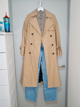 「Supreme.La.La.（シュープリームララ）のバックプリーツトレンチコート（Other outerwear、ベージュ系）」を使った、和瀬凛さん（レディース・157cm）の秋コーディネート