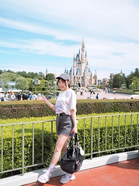 「Disney（ディズニー）のアイテム（Tシャツ/カットソー）」を使った、和瀬凛さん（レディース・157cm）の夏コーディネート