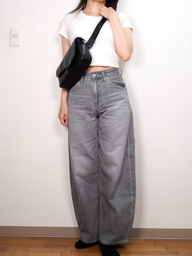 「UNIQLO（ユニクロ）のミニT（Tシャツ/カットソー、ホワイト系）」を使った、和瀬凛さん（レディース・157cm）の夏コーディネート
