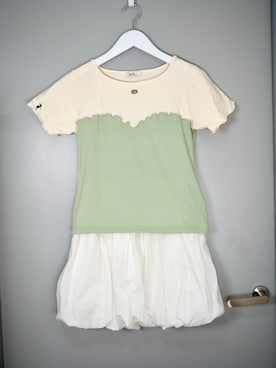 「earth music&ecology（アースミュージックアンドエコロジー）のTinker Bell/イメージプルオーバー（Tシャツ/カットソー、グリーン系）」を使った、和瀬凛さん（レディース・157cm）の夏コーディネート