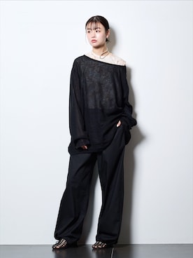 「CITYSHOP（シティーショップ）のEASY PANTS : パンツ（その他パンツ、ブラック系）」を使った、KAMEYAMAさん（レディース・168cm）の春コーディネート