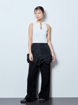 「CITYSHOP（シティーショップ）の[THE MOOD]アメリカンスリーブTEE（Tシャツ/カットソー、ホワイト系）」を使った、KAMEYAMAさん（レディース・168cm）の夏コーディネート