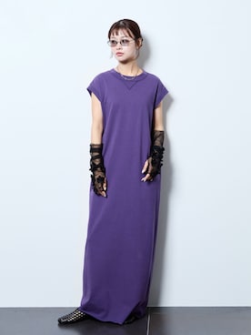 「CITYSHOP（シティーショップ）のCUTDRESS with SCARF：ワンピース（ワンピース、パープル系）」を使った、KAMEYAMAさん（レディース・168cm）の夏コーディネート