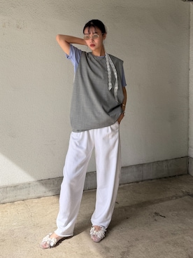 「CALMER（カルメール）の【CANONICO TUNIC / カノニコチュニック】（その他トップス、グレー系）」を使った、KAMEYAMAさん（レディース・168cm）の春コーディネート