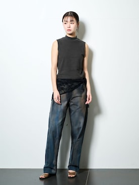 「CITYSHOP（シティーショップ）のCOTTON BLOUSON：ブルゾン（ブルゾン、ブラック系）」を使った、KAMEYAMAさん（レディース・168cm）の春コーディネート