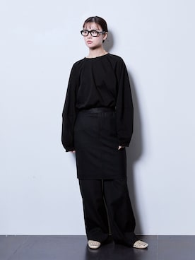 「CITYSHOP（シティーショップ）のSLACKS パンツ（スラックス、ブラック系）」を使った、KAMEYAMAさん（レディース・168cm）の夏コーディネート