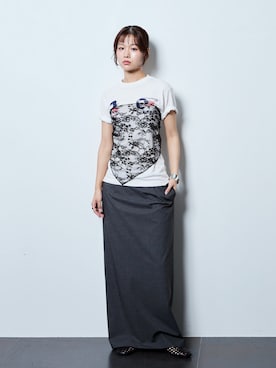 「CITYSHOP（シティーショップ）の《追加3》STRAIGHT スカート（スカート、グレー系）」を使った、KAMEYAMAさん（レディース・168cm）の夏コーディネート