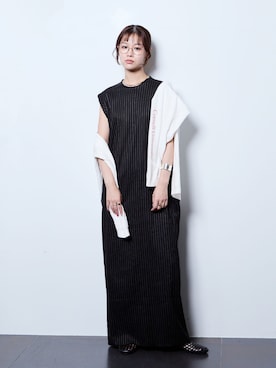「CITYSHOP（シティーショップ）のTANK LEANN DRESS：ワンピース（ワンピース、ブラック系）」を使った、KAMEYAMAさん（レディース・168cm）の夏コーディネート
