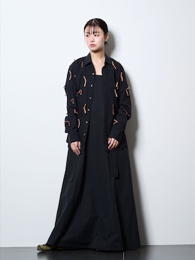 「CITYSHOP（シティーショップ）の《追加2》BELTED STRAP DRESS：ワンピース（ワンピース、ブラック系）」を使った、KAMEYAMAさん（レディース・168cm）の春コーディネート