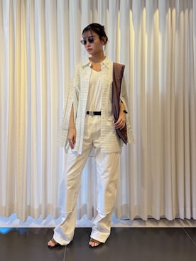 「BLANC..（ブラン）のBLANC.. BE016：サングラス（サングラス、ゴールド系）」を使った、KAMEYAMAさん（レディース・168cm）の春コーディネート